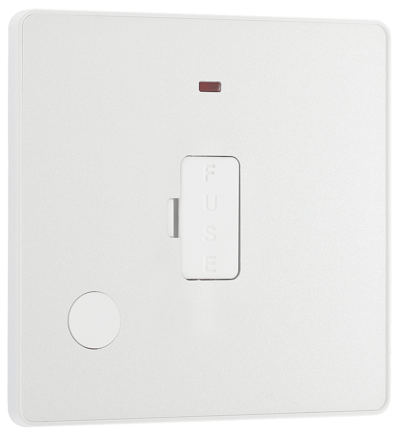 BG Evolve Pearl White Unswitched 13A Fused Connection Unit With Power LED Indicator And Flex Outlet - PCDCL54W, Image 1 of 6