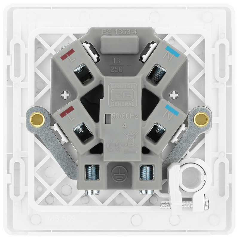 BG Evolve Pearl White Unswitched 13A Fused Connection Unit With Power LED Indicator And Flex Outlet - PCDCL54W, Image 6 of 6