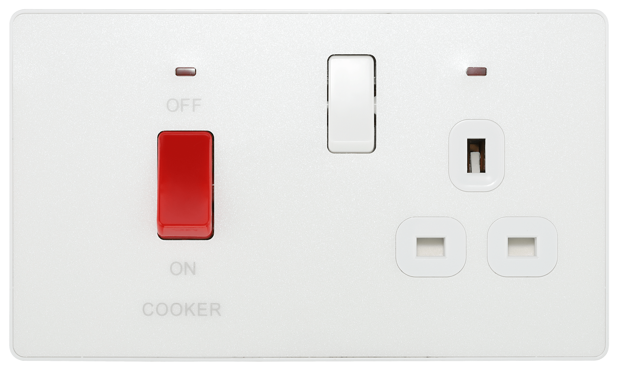 BG Evolve Pearl White 45A 2Pole Cooker Switch With 13A Switched Socke