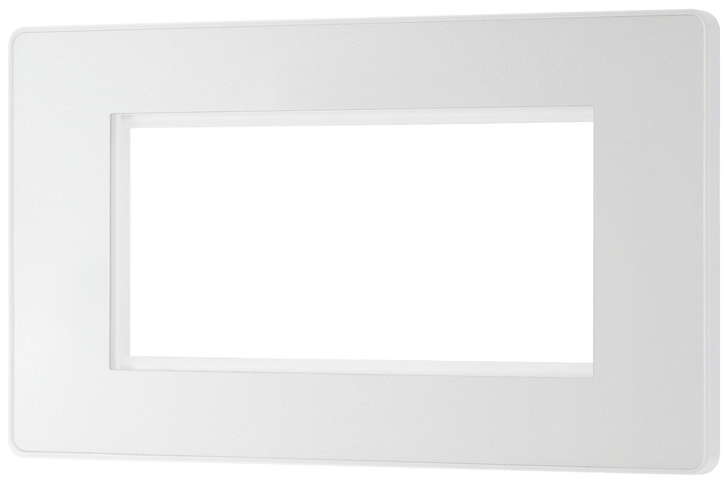 BG Evolve Pearl White Grid 4 Gang Euro Module Front Plate - PCDCLEMR4W, Image 3 of 6