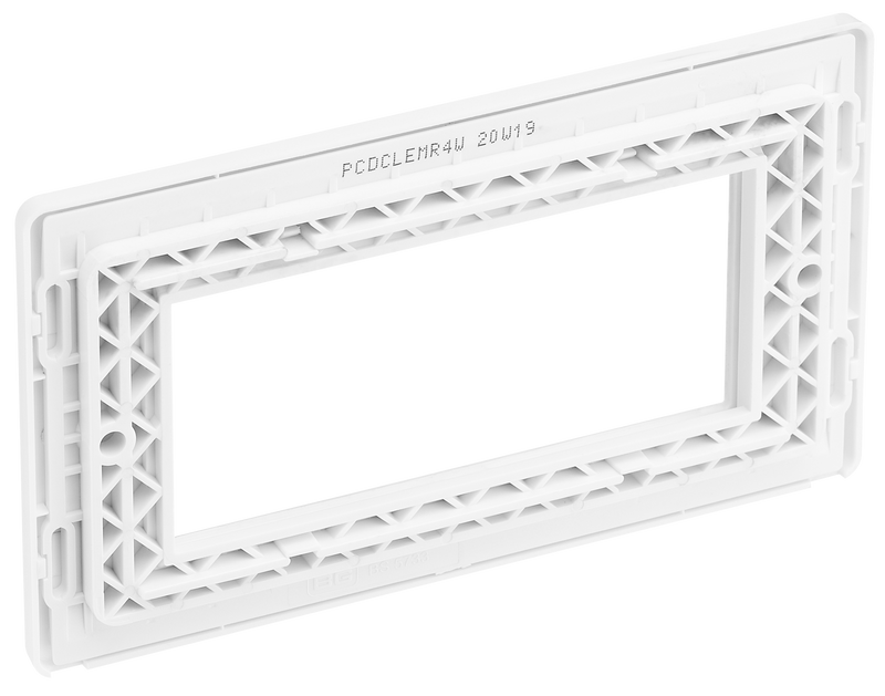 BG Evolve Pearl White Grid 4 Gang Euro Module Front Plate - PCDCLEMR4W, Image 4 of 6