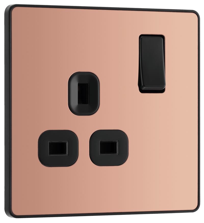 BG Evolve Polished Copper Single Switched 13A Power Socket - PCDCP21B, Image 2 of 6