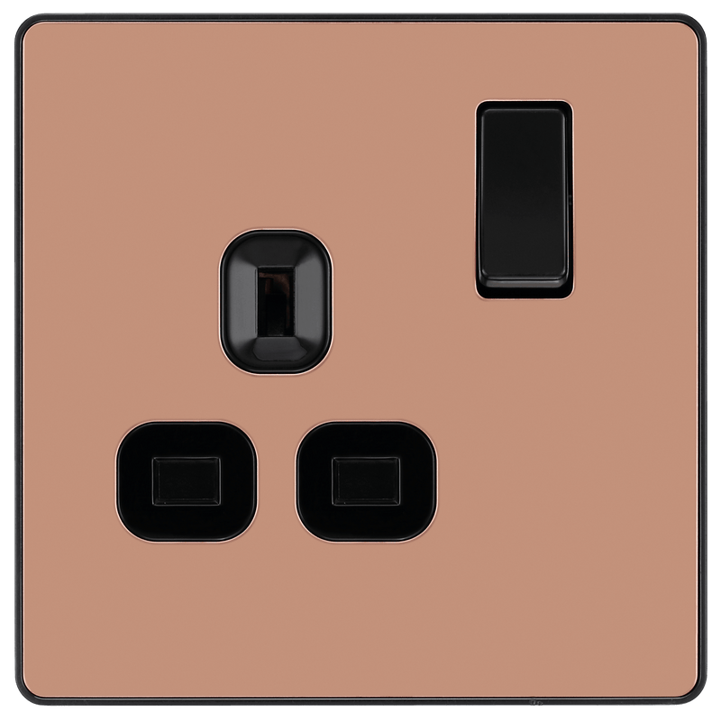 BG Evolve Polished Copper Single Switched 13A Power Socket - PCDCP21B, Image 3 of 6
