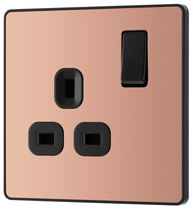 BG Evolve Polished Copper Single Switched 13A Power Socket - PCDCP21B, Image 4 of 6