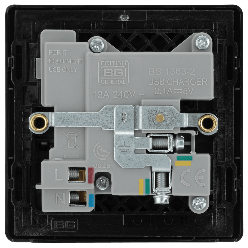 BG Evolve Polished Copper Single Switched 13A Power Socket + 2 X USB (2.1A) - PCDCP21U2B, Image 6 of 6