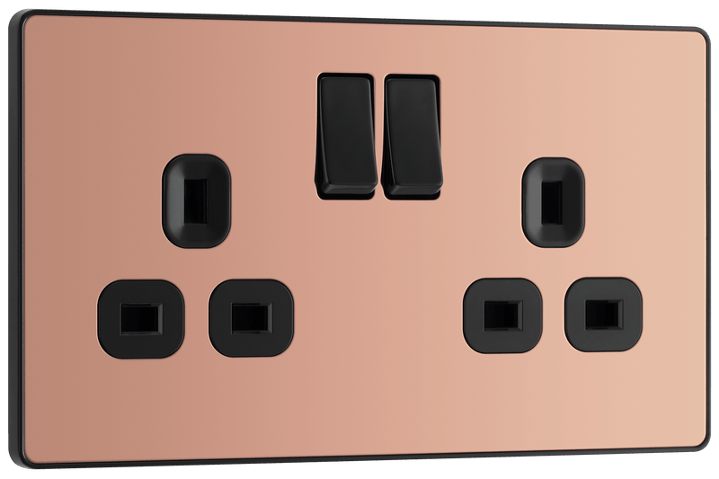 BG Evolve Polished Copper Double Switched 13A Power Socket - PCDCP22B, Image 6 of 6
