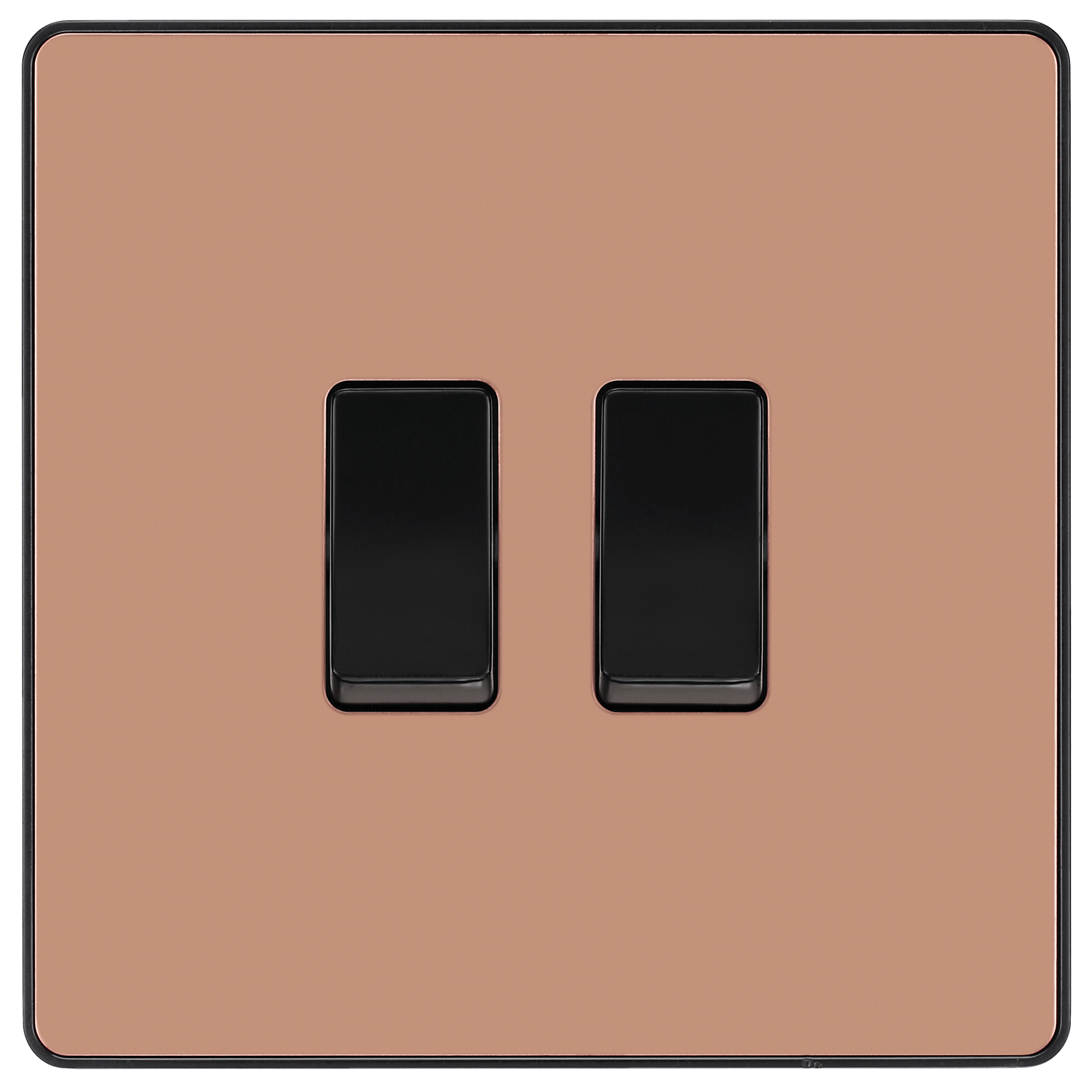 BG Evolve Polished Copper Double Light Switch 20A 16AX 2 Way PCDCP42