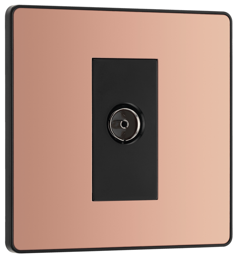 BG Evolve Polished Copper Single Socket for TV/FM Co-Axial Aerial Connection - PCDCP60B, Image 1 of 6