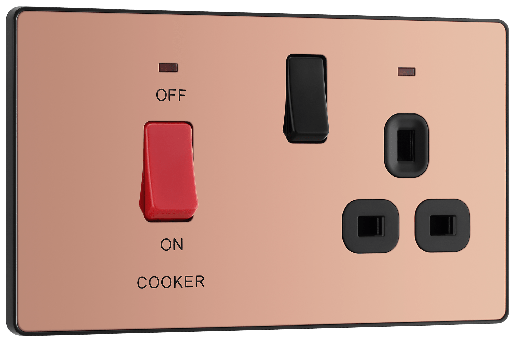 BG Evolve Polished Copper 45A 2Pole Cooker Switch With 13A Switched S ledbulbs.co.uk