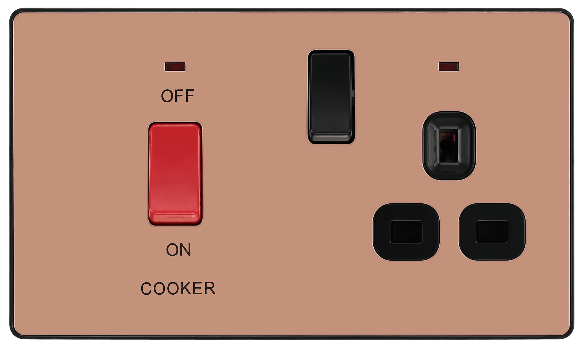 BG Evolve Polished Copper 45A 2Pole Cooker Switch With 13A Switched S ledbulbs.co.uk