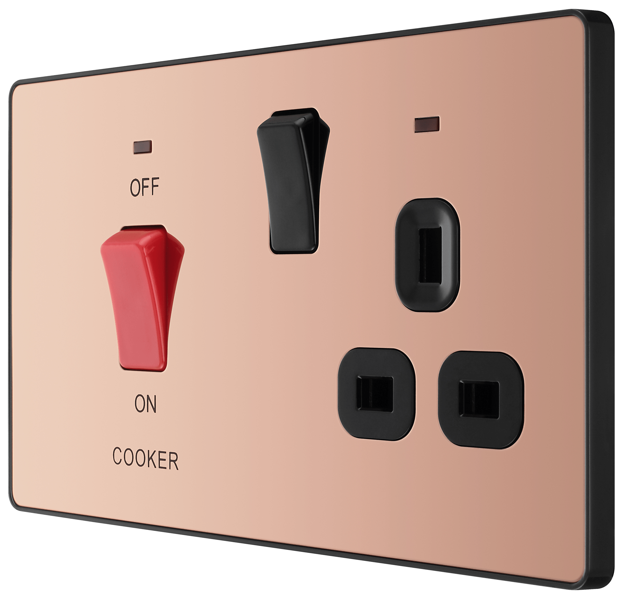 BG Evolve Polished Copper 45A 2-Pole Cooker Switch With 13A Switched S ...