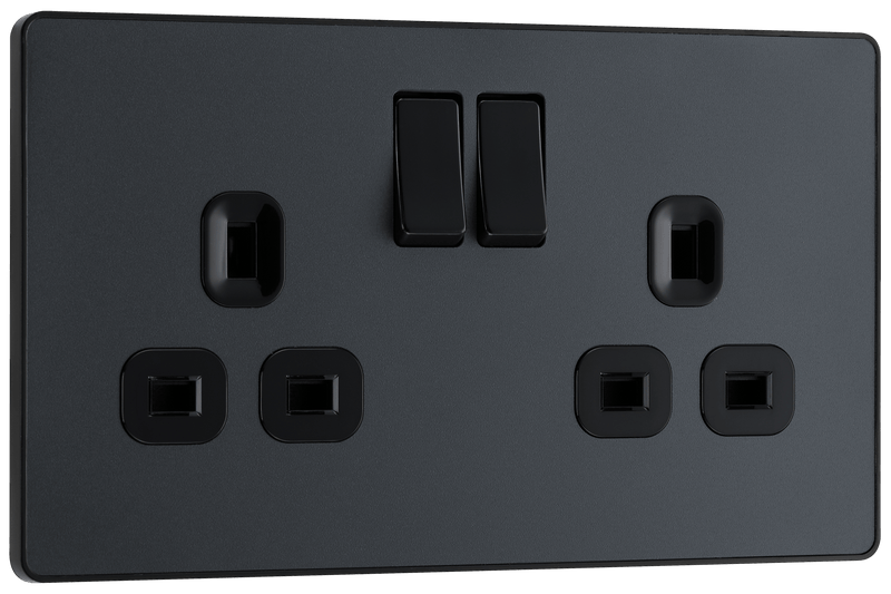 BG Evolve Matt Grey Double Switched 13A Power Socket - PCDMG22B, Image 2 of 6