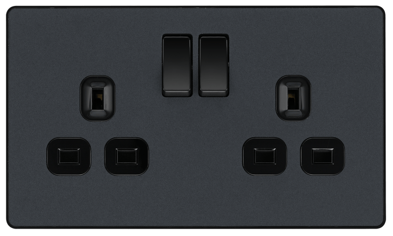 BG Evolve Matt Grey Double Switched 13A Power Socket - PCDMG22B, Image 3 of 6