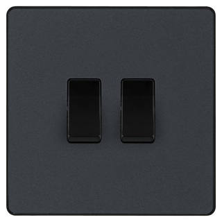 BG Evolve Matt Grey Double Light Switch 20A 16AX 2 Way - PCDMG42B