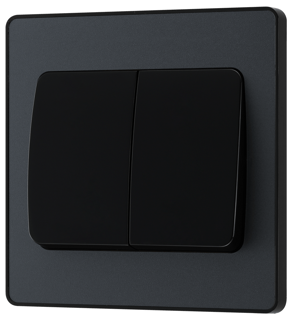 BG Evolve Matt Grey Double Light Switch 20A 16AX 2 Way Wide Rocker - P ...
