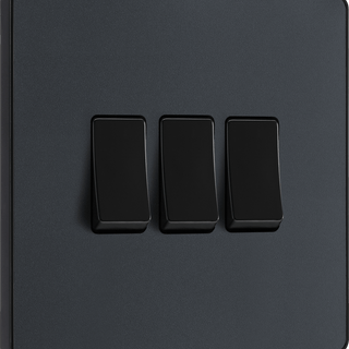 BG Evolve Matt Grey Triple Light Switch 20A 16AX 2 Way - PCDMG43B