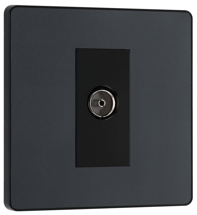 BG Evolve Matt Grey Single Socket for TV/FM Co-Axial Aerial Connection - PCDMG60B, Image 1 of 6