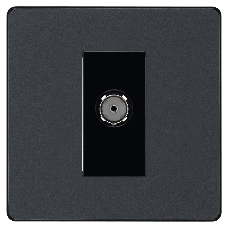 BG Evolve Matt Grey Single Socket for TV/FM Co-Axial Aerial Connection - PCDMG60B, Image 2 of 6