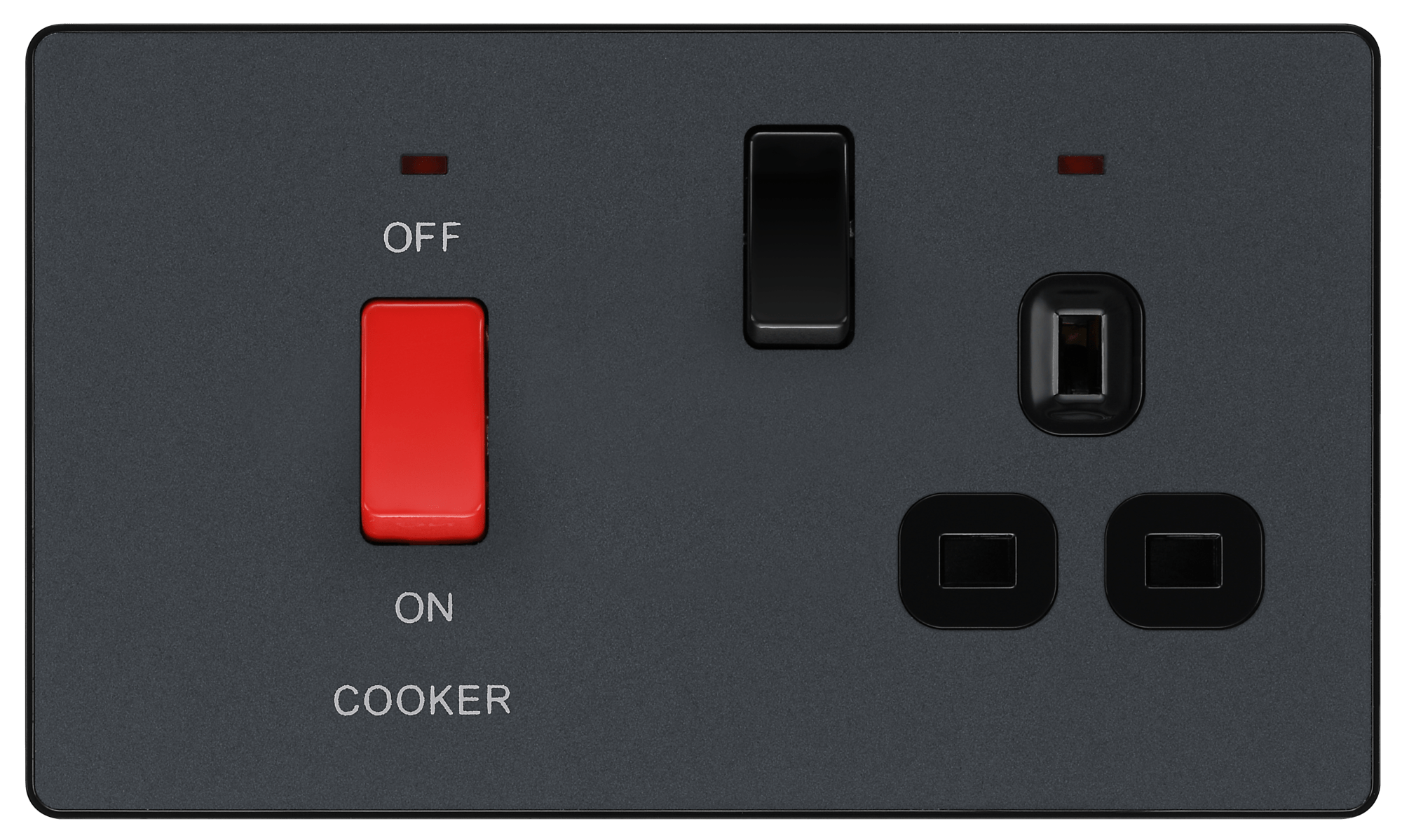 BG Evolve Matt Grey 45A 2Pole Cooker Switch With 13A Switched Socket