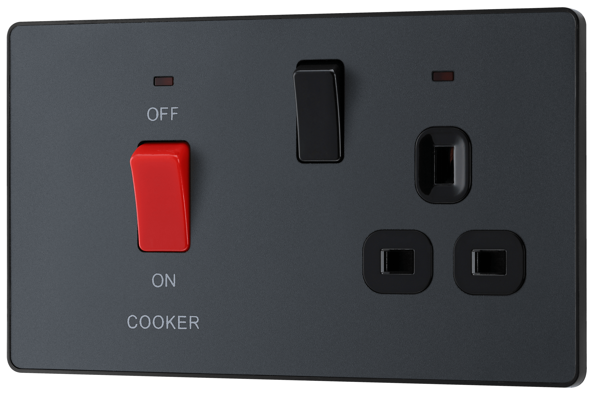 BG Evolve Matt Grey 45A 2-Pole Cooker Switch With 13A Switched Socket ...