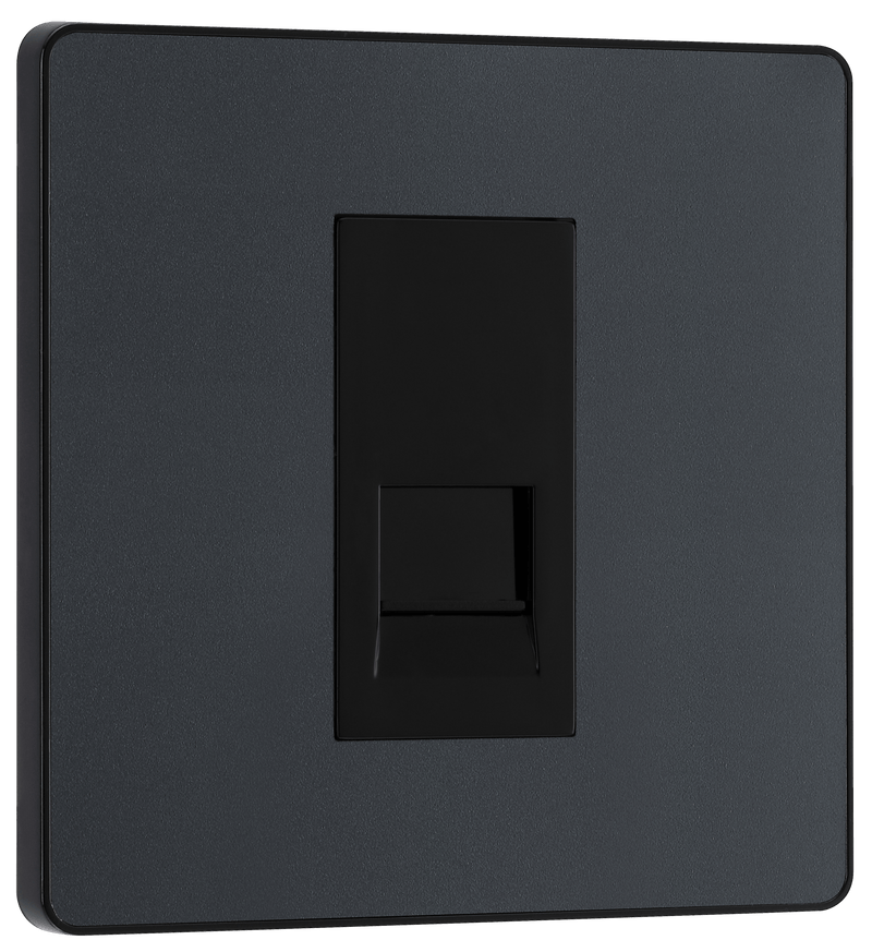 BG Evolve Matt Grey Single Secondary Telephone Socket - PCDMGBTS1B, Image 1 of 6
