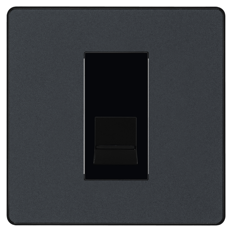 BG Evolve Matt Grey Single Secondary Telephone Socket - PCDMGBTS1B, Image 2 of 6