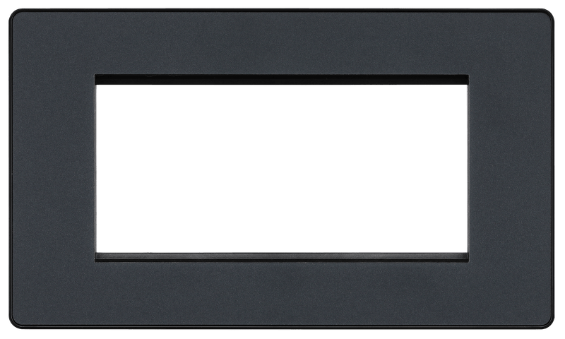 BG Evolve Matt Grey Grid 4 Gang Euro Module Front Plate - PCDMGEMR4B, Image 2 of 5
