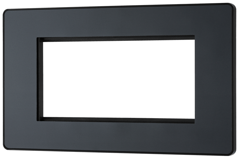 BG Evolve Matt Grey Grid 4 Gang Euro Module Front Plate - PCDMGEMR4B, Image 3 of 5