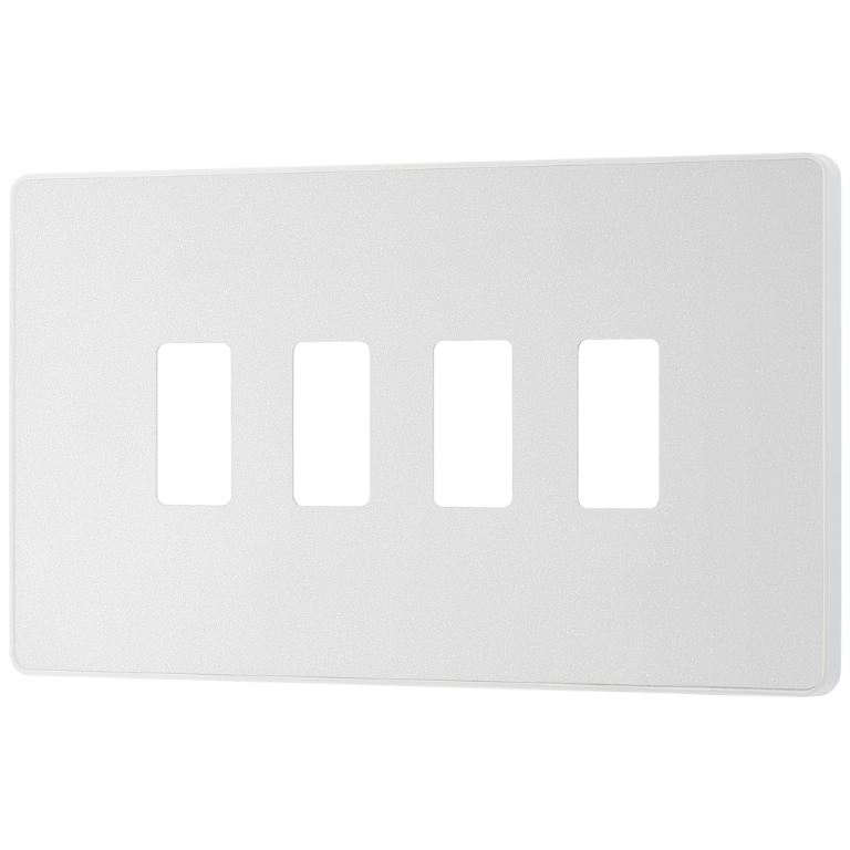 BG Evolve 4 Gang Grid Front Plate - Pearlescent White (White) - RPCDCL4W, Image 1 of 1