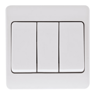 Click Scolmore Mode 13A 3 Gang 2 Way Wide Rocker Switch White - CMA813
