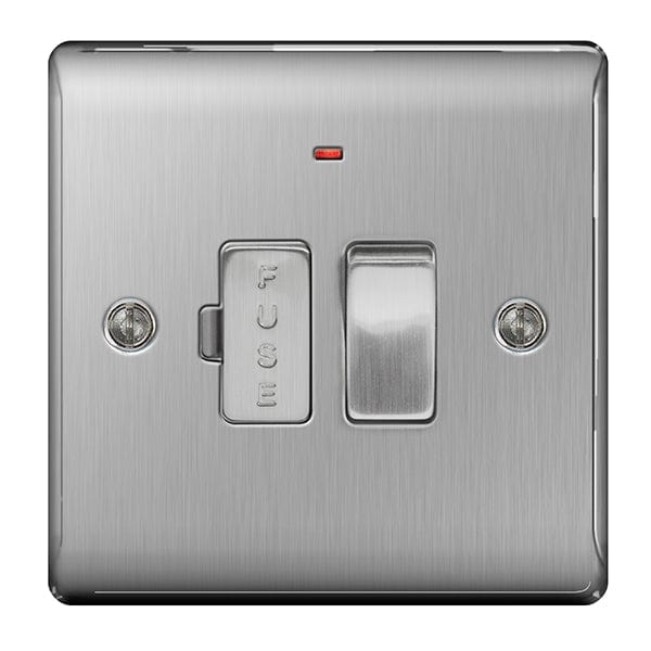 BG Nexus Metal Brushed Steel Switched 13A Fused Connection Unit, With Power Indicator - NBS52, Image 1 of 1