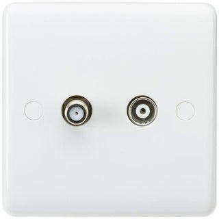 Knightsbridge Curved Edge Coax TV and SAT TV Outlet - White - CU0140