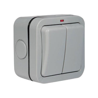 BG IP66 20A 2-Gang 2-Way Weatherproof Outdoor Switch With Neon - WP42