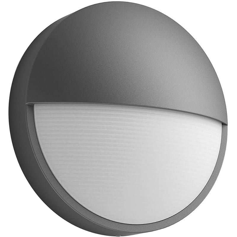 Philips Capricorn 6W Round Integrated LED Outdoor Wall Light Grey - Warm White - 164559316, Image 1 of 1