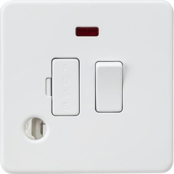 Knightsbridge 13A Switched Fused Spur with Neon and Flex Outlet - Matt White - SF6300FMW, Image 1 of 1