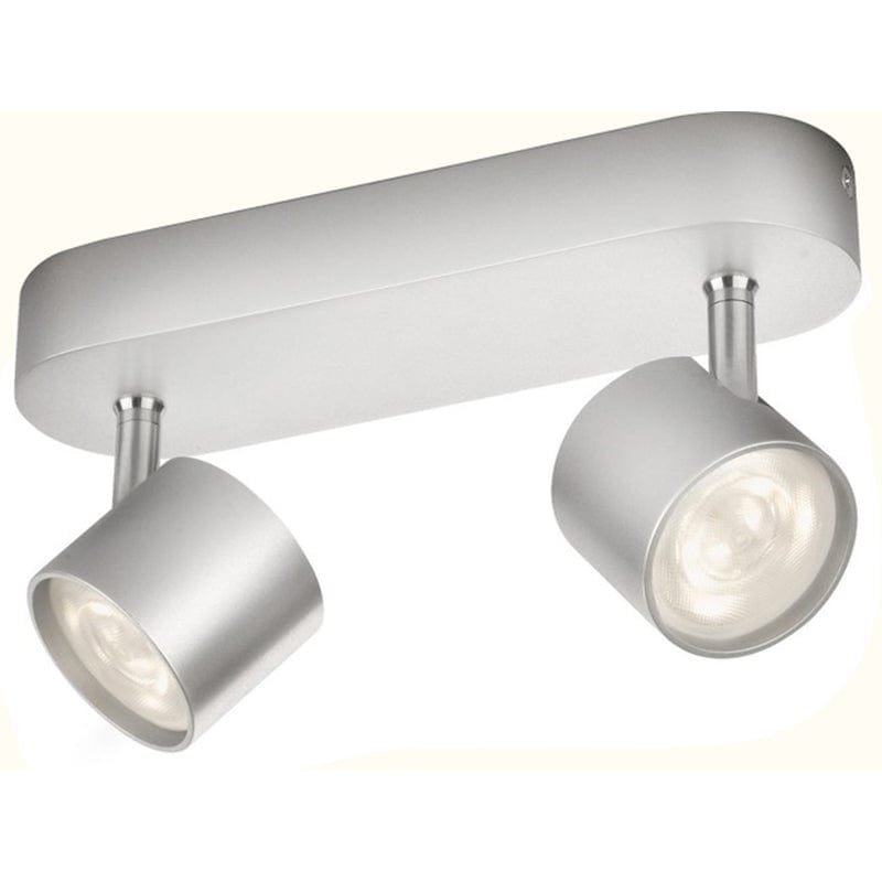 Philips Star Bar 4W LED 2x Wall/Ceiling Spotlight Bar Aluminium - Warm White - 915004146201, Image 1 of 1