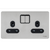 Schneider USFP 13A SP 2G Switched Socket Black Insert - Stainless Steel - GU3420BSS