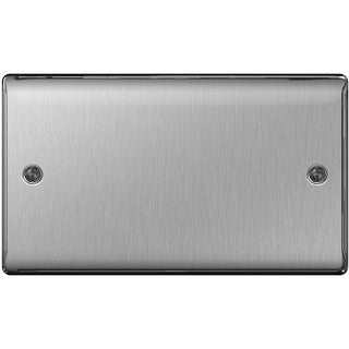 BG Nexus Metal Brushed Steel 2 Gang Blanking Plate - NBS95