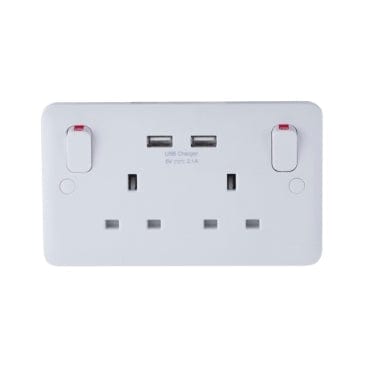 Schneider LWM Twin Socket 2xUSB SP 2.1 White - GGBL30202USBAS, Image 1 of 3