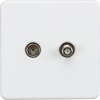 Knightsbridge Screwless 1G TV and SAT TV outlet (isolated) - Matt white - SF0140MW