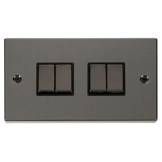 Click Scolmore Deco 10A 4 Gang 2 Way Rocker Switch - VPBN414BK