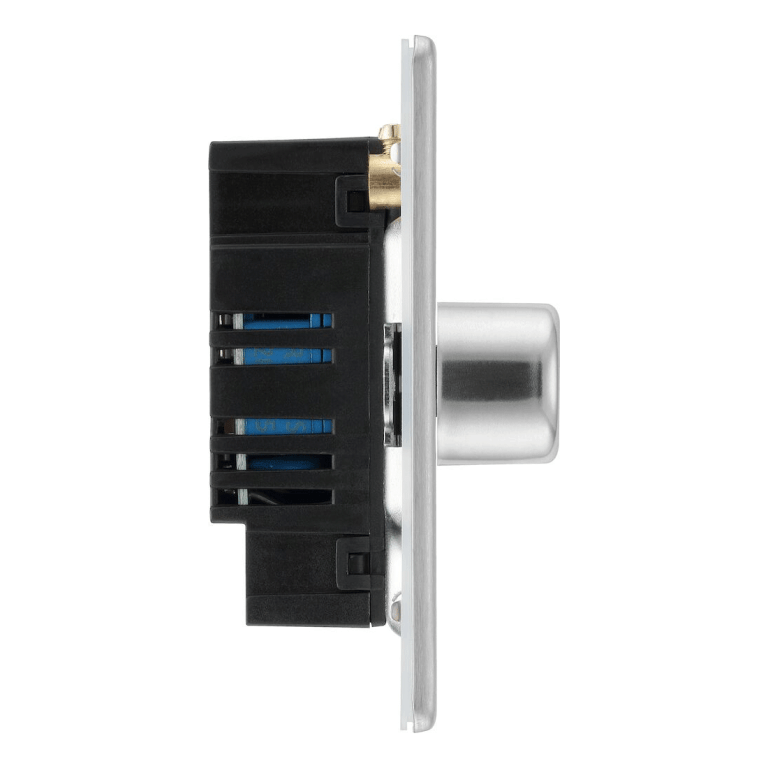 BG Screwless Flatplate Brushed Steel Triple Intelligent Led Dimmer Switch, 2-Way Push On/Off - FBS83, Image 3 of 3