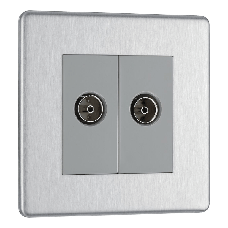 BG Flat Plate Brushed Steel Gr 2G Iso Co Ax Skt - FBS63, Image 1 of 3