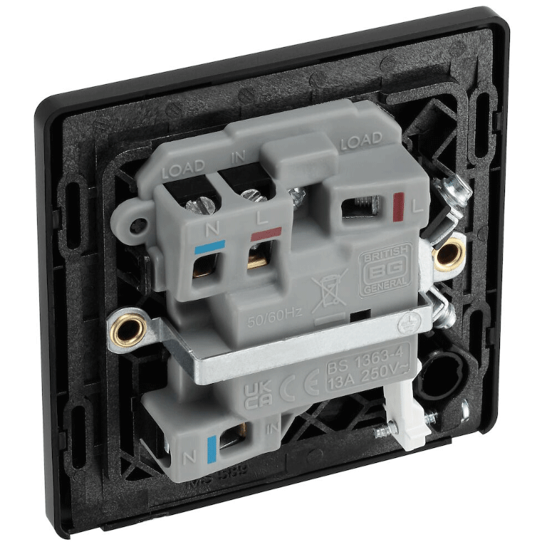 BG Evolve Matt Black Switched 13A Fused Spur Unit With Power LED Indicator And Flex Outlet - PCDMB52B, Image 3 of 3