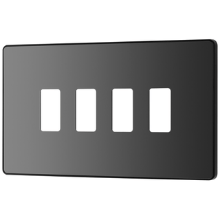 BG Evolve 4 Gang Grid Front Plate - Black Chrome (Black) - RPCDBC4B