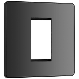 BG Evolve Black Chrome Grid 1 Gang Euro Module Front Plate - PCDBCEMS1B