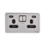 Schneider USFP 2G Switched SO Double Pole 2XUSB 4A Black Insert - Stainless Steel - GGBGU3424DBSS