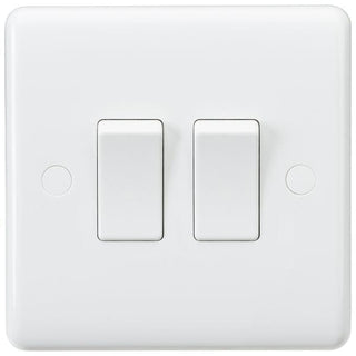 Knightsbridge Curved Edge 10AX 2G 2-Way Switch - White - CU3000