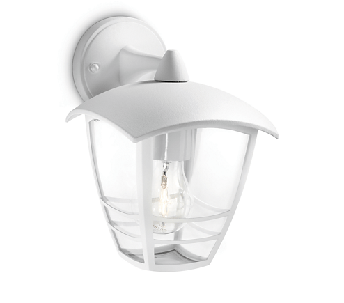 Philips Creek 60W E27 (DOWN) Wall Lantern IP44 Dimmable White - 915002790002, Image 1 of 1
