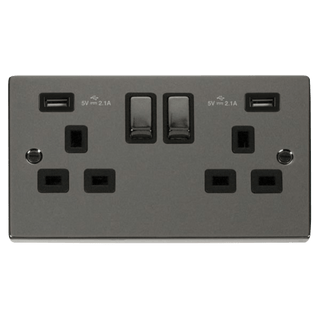 Click Scolmore Deco 4.2A USB 2 Gang Plug Socket - VPBN580BK